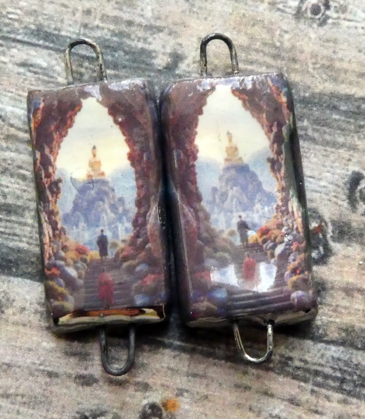 Ceramic Thai Art Earring Connectors - #8