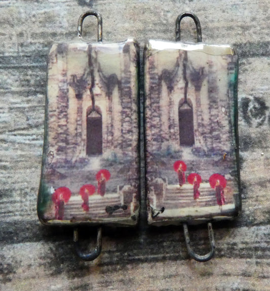 Ceramic Thai Art Earring Connectors - #9