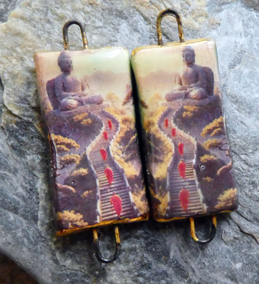Ceramic Thai Art Earring Connectors - #10