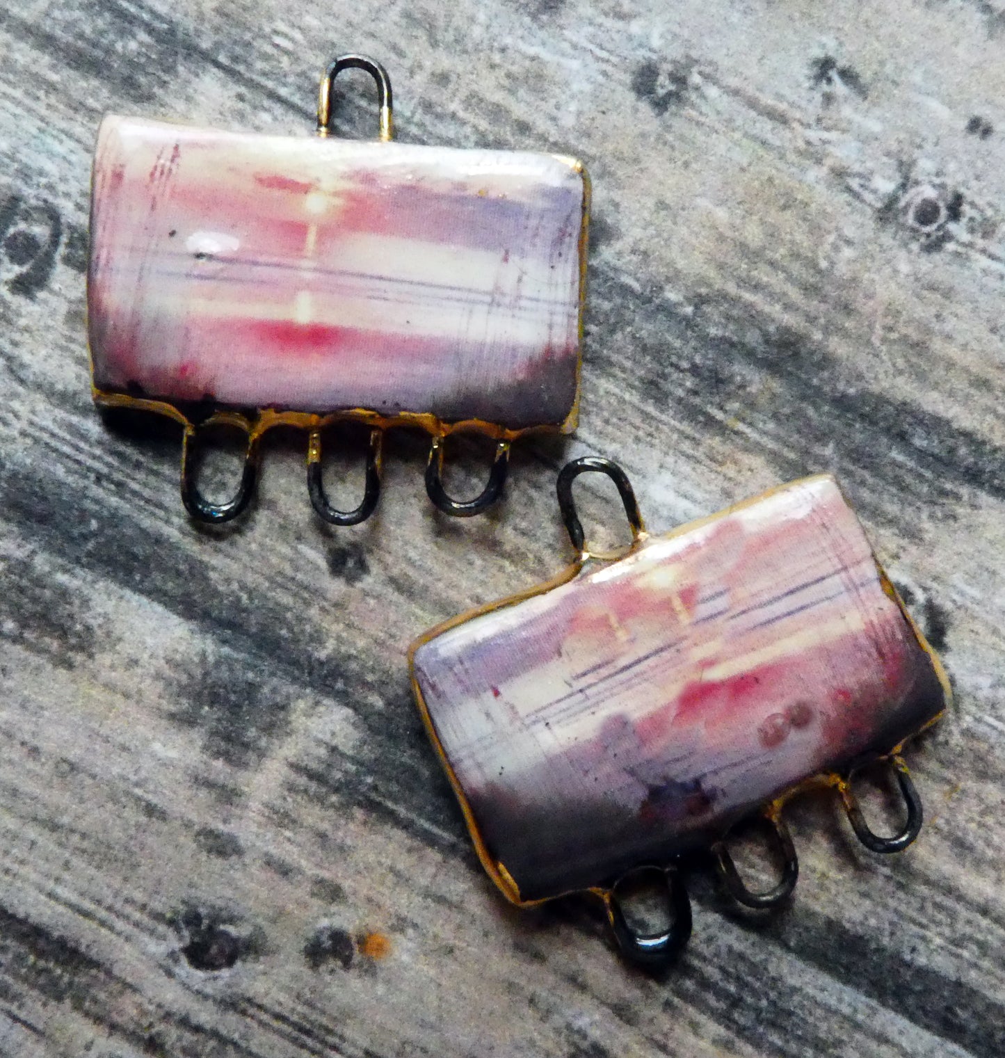 Ceramic Beach Scene Earring Connectors - #6