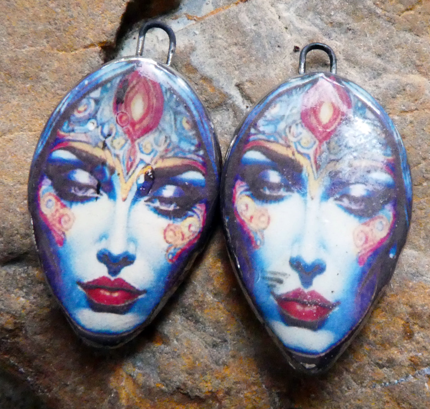 Ceramic Decal Face Charms -#2