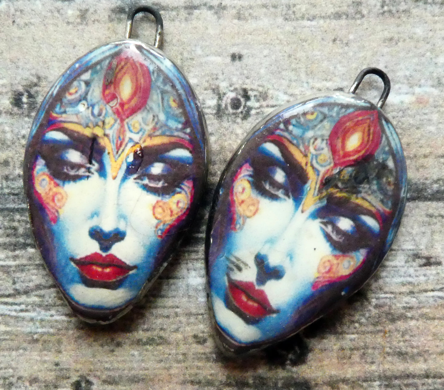Ceramic Decal Face Charms -#2
