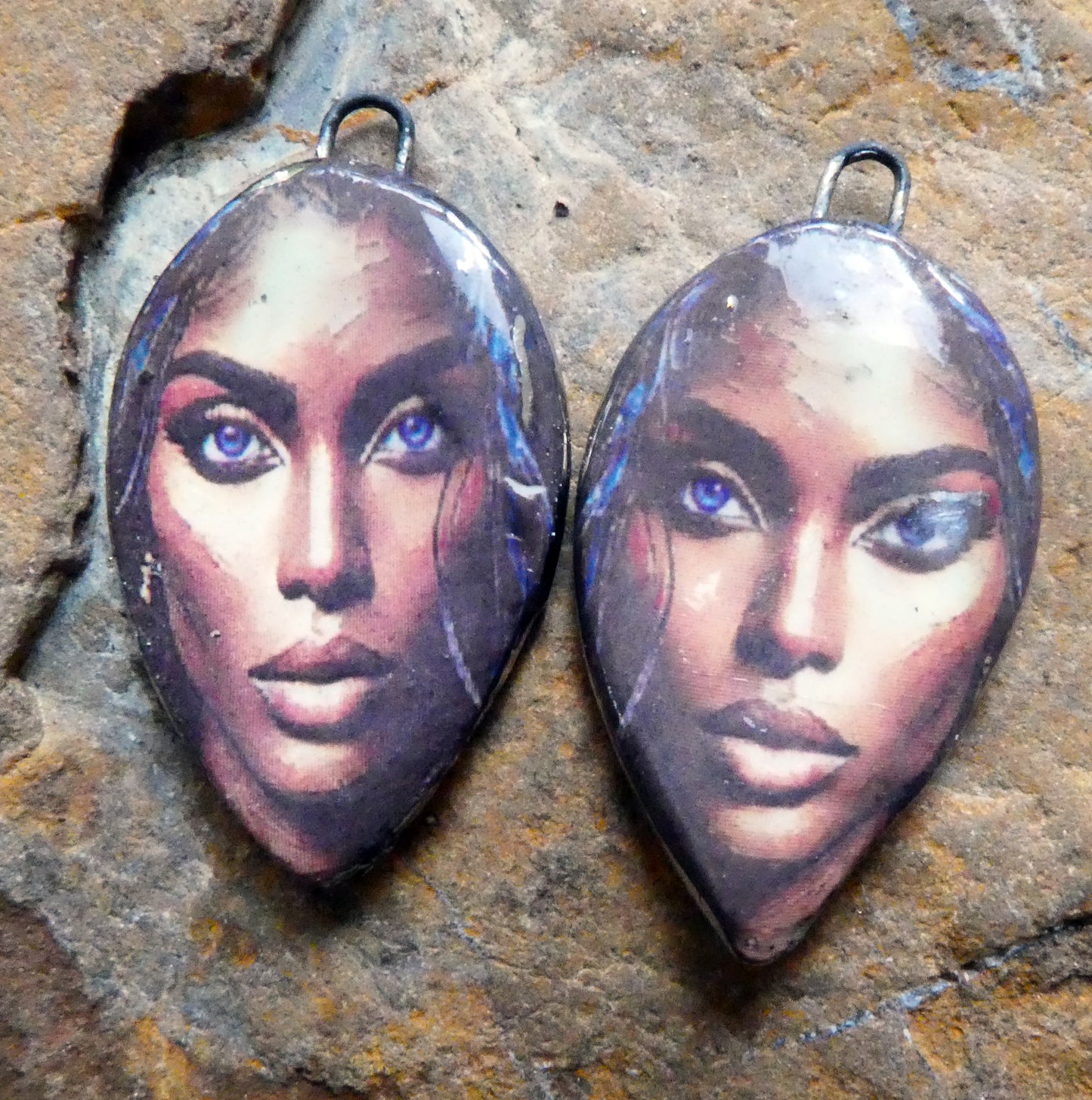 Ceramic Decal Face Charms -#3