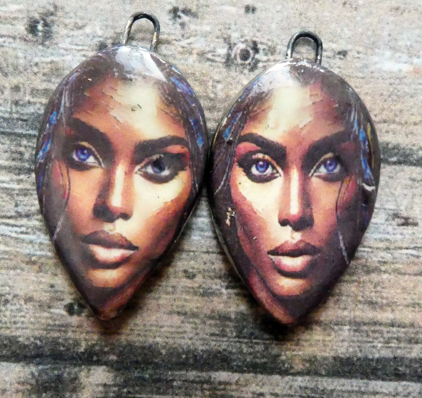 Ceramic Decal Face Charms -#3