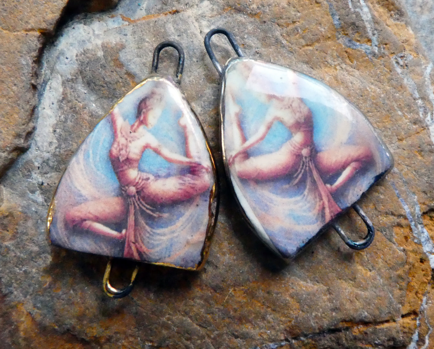 Ceramic Arch Thai Dancer Earring Connectors - #2