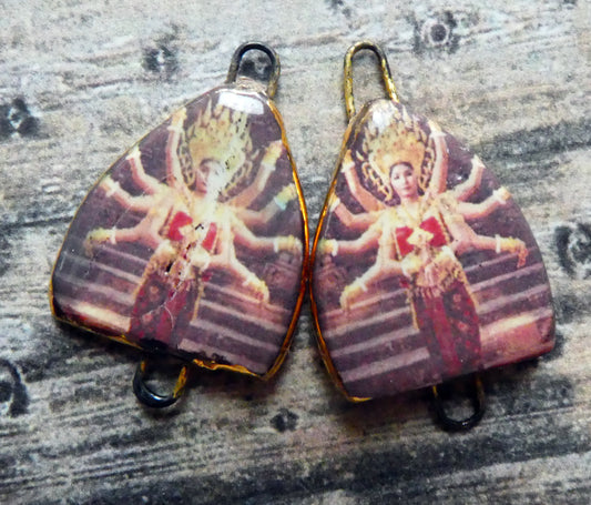 Ceramic Arch Thai Dancer Earring Connectors - #3