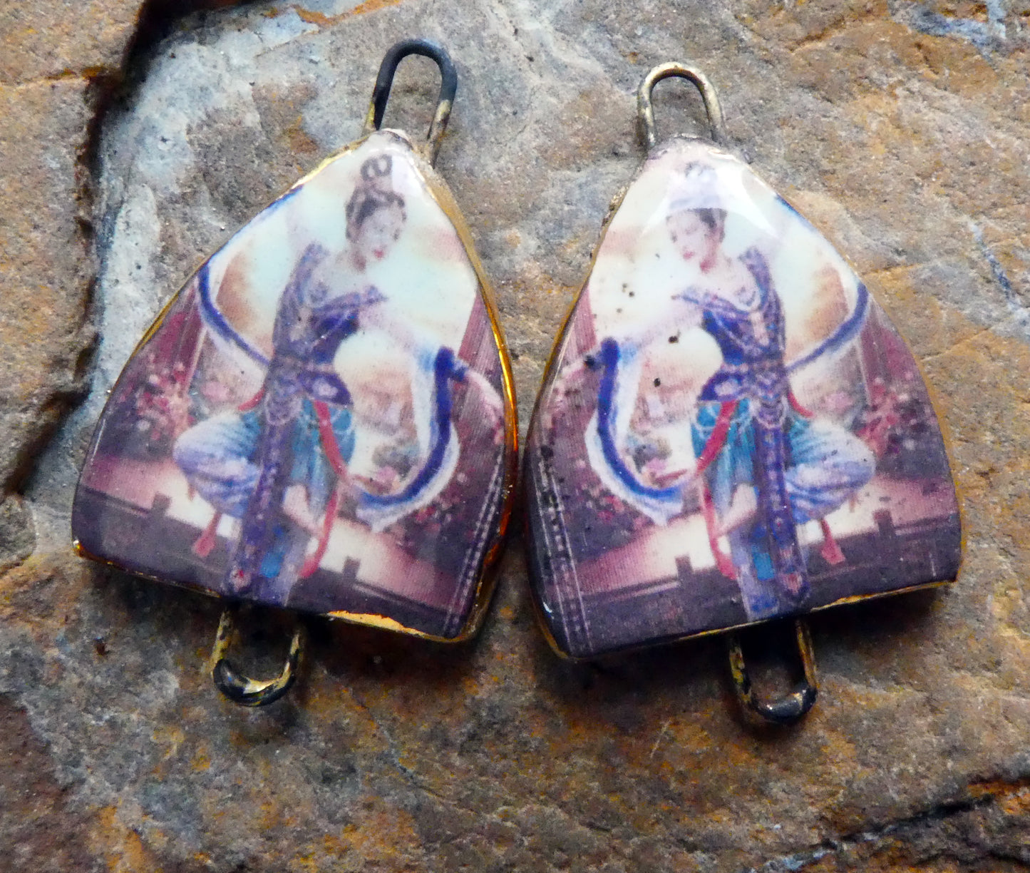 Ceramic Arch Thai Dancer Earring Connectors - #4