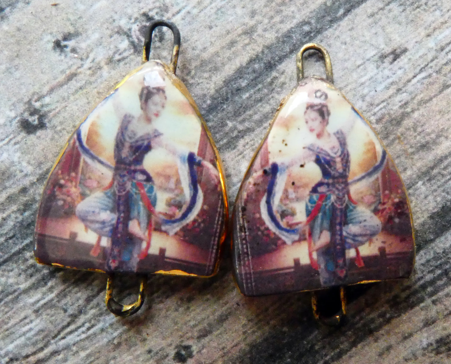 Ceramic Arch Thai Dancer Earring Connectors - #4