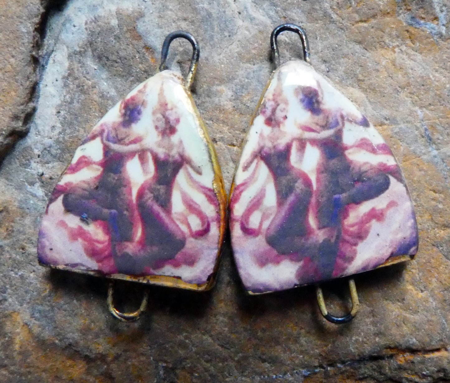 Ceramic Arch Thai Dancer Earring Connectors - #7