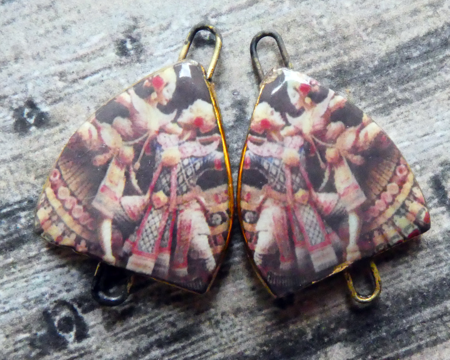 Ceramic Arch Thai Dancer Earring Connectors - #8