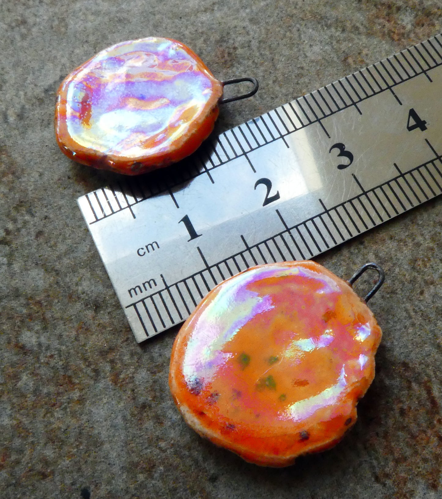 Ceramic Lustrous Feathery Flower Earring Charms - Wildfire