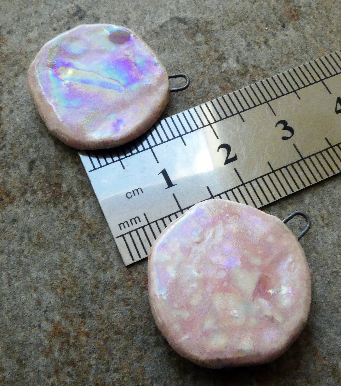 Ceramic Lustrous Feathery Flower Earring Charms - Pink Plum