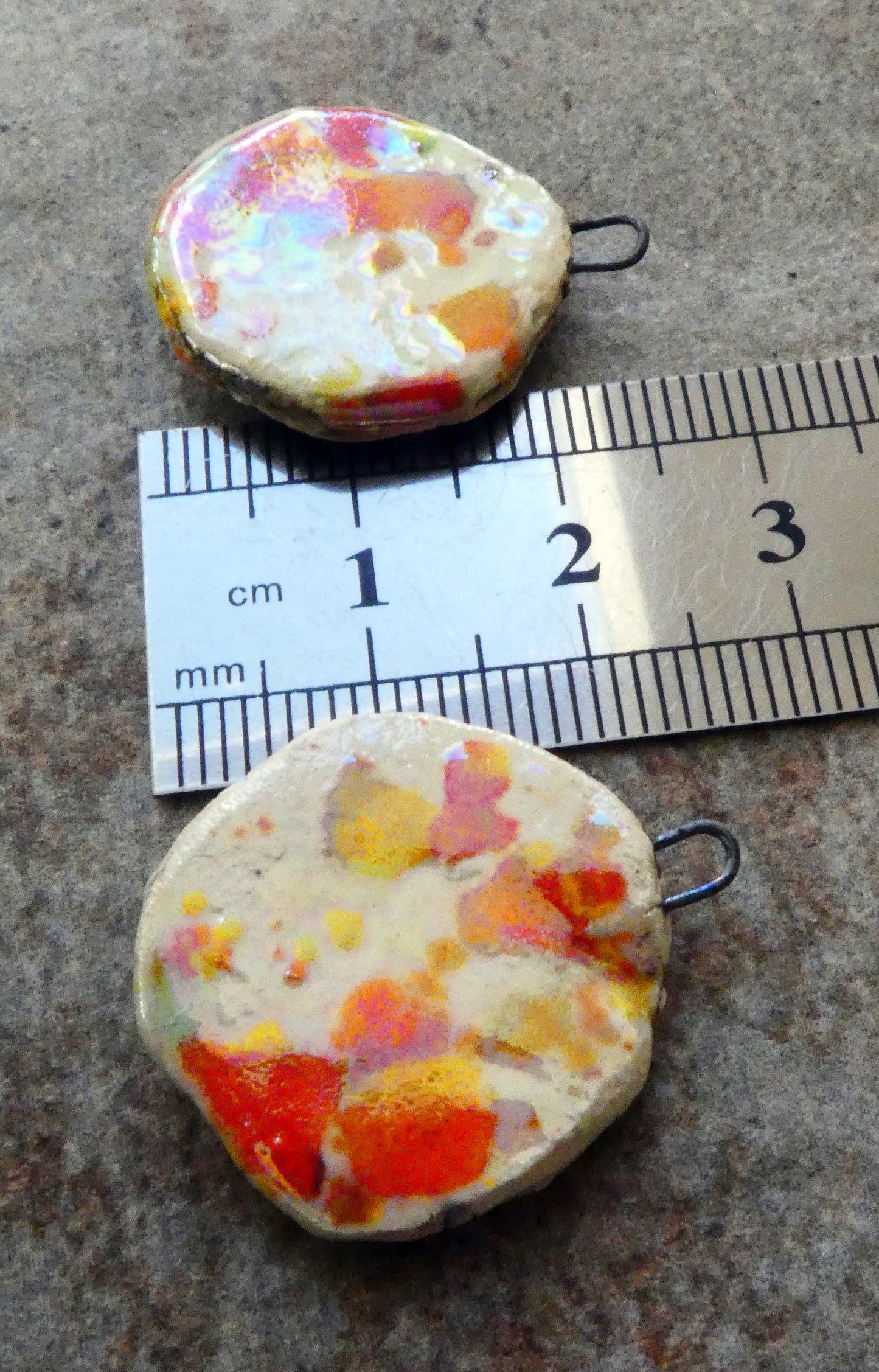Ceramic Lustrous Feathery Flower Earring Charms - Tiger Lily