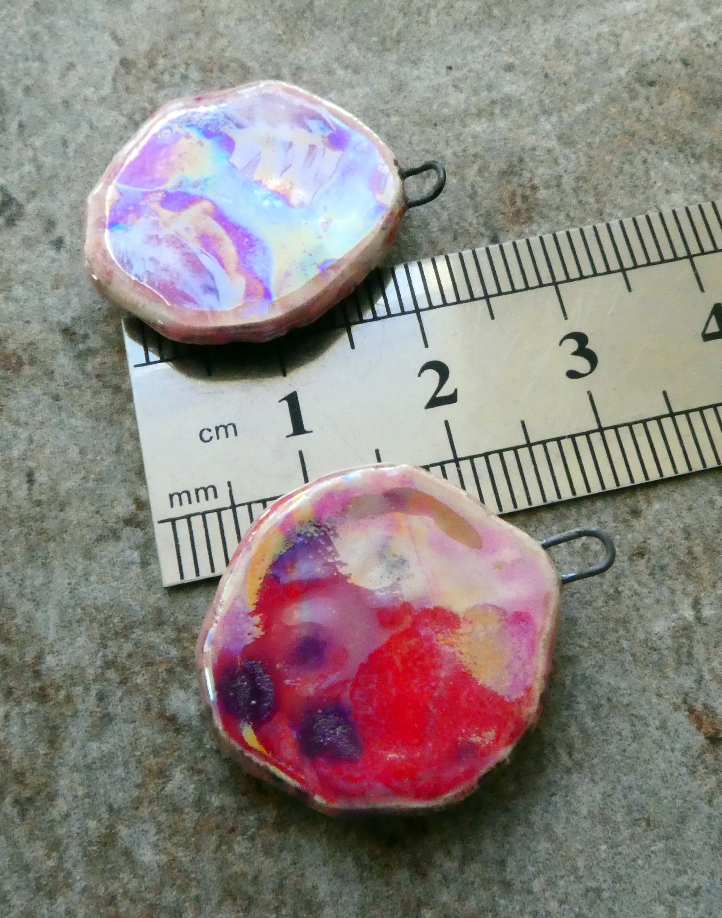 Ceramic Lustrous Feathery Flower Earring Charms - Berry Tart
