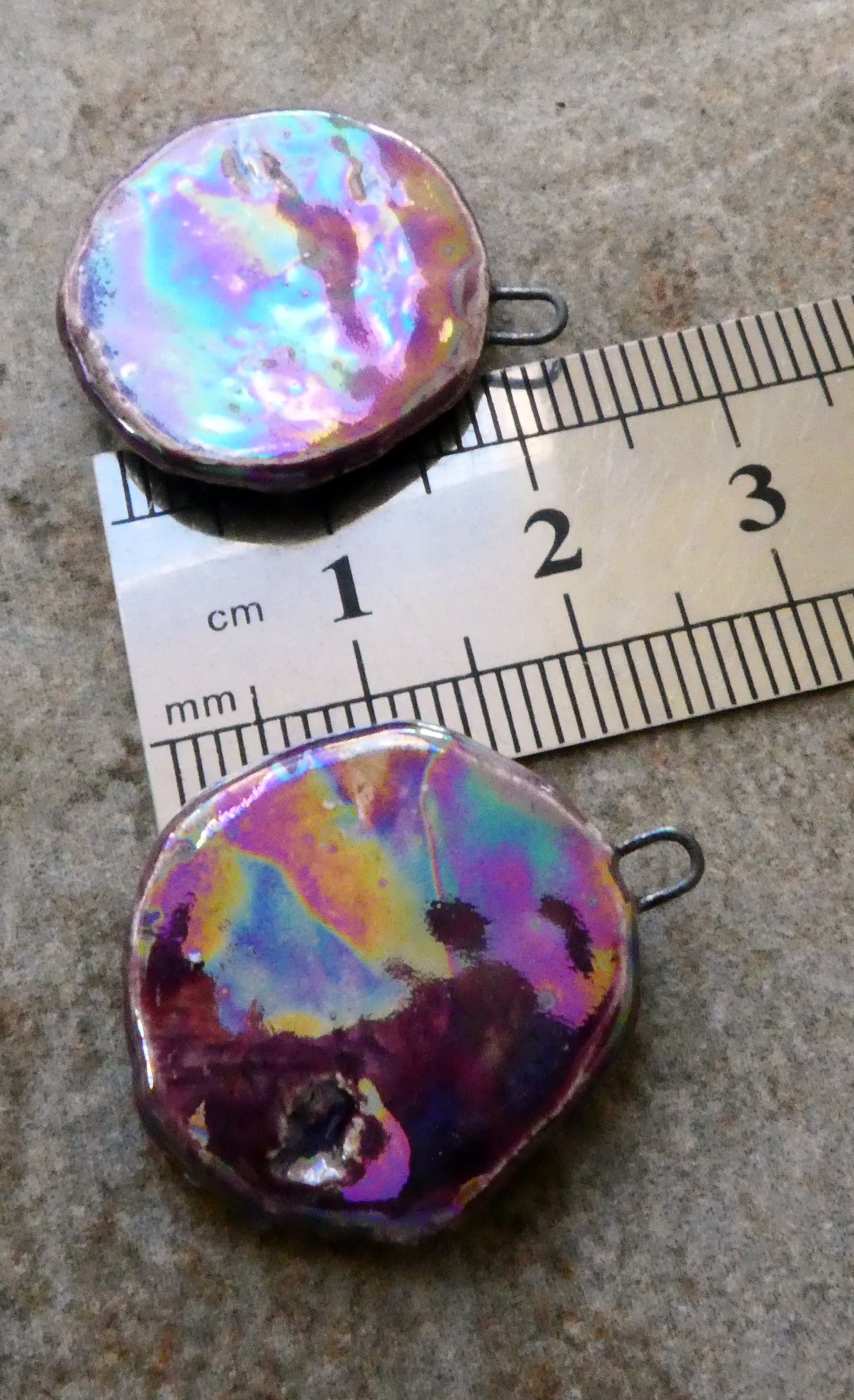 Ceramic Lustrous Feathery Flower Earring Charms - Plum Jelly