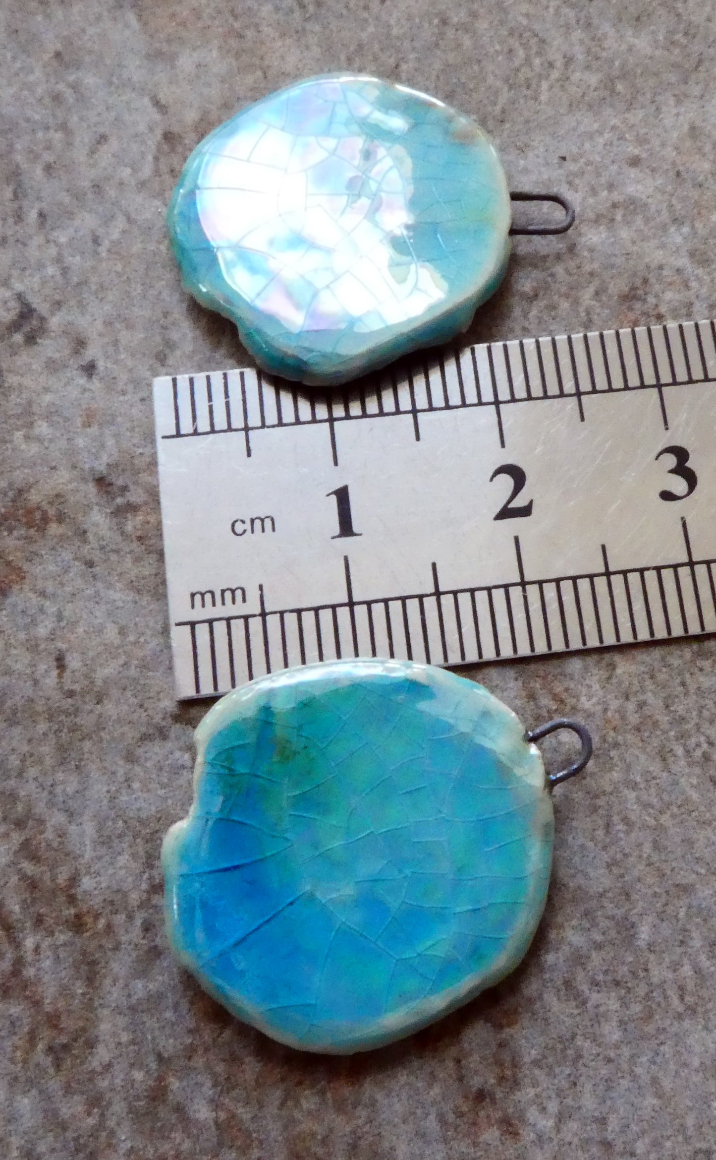 Ceramic Lustrous Feathery Flower Earring Charms - Taunton Turquoise