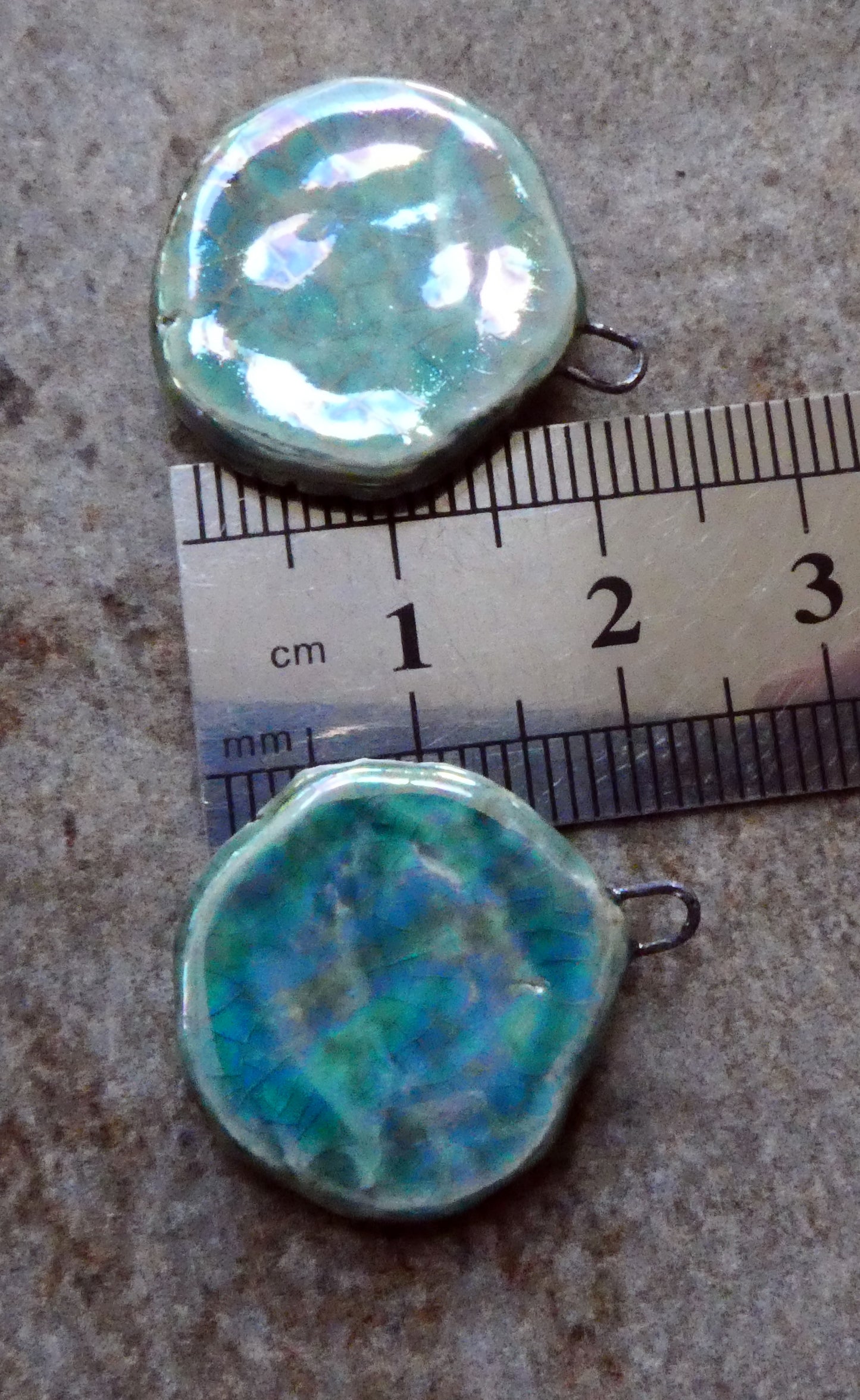 Ceramic Lustrous Feathery Flower Earring Charms - Topaz