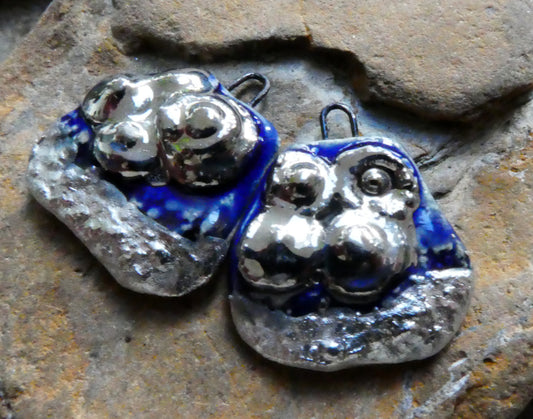 Ceramic Limpetty Beachy Shard Earring Charms - Mirror Blue