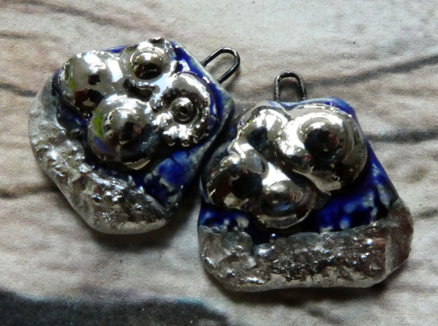 Ceramic Limpetty Beachy Shard Earring Charms - Mirror Blue