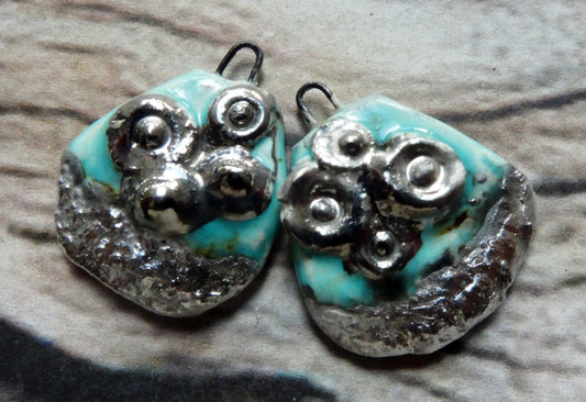 Ceramic Limpetty Beachy Shard Earring Charms - Blue Guppy