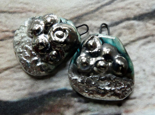 Ceramic Anemone Beachy Shard Earring Charms - Ocean Mist