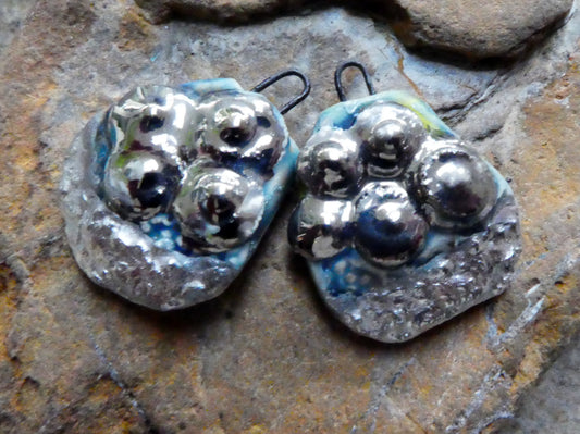 Ceramic Anemone Beachy Shard Earring Charms - Koi Pond