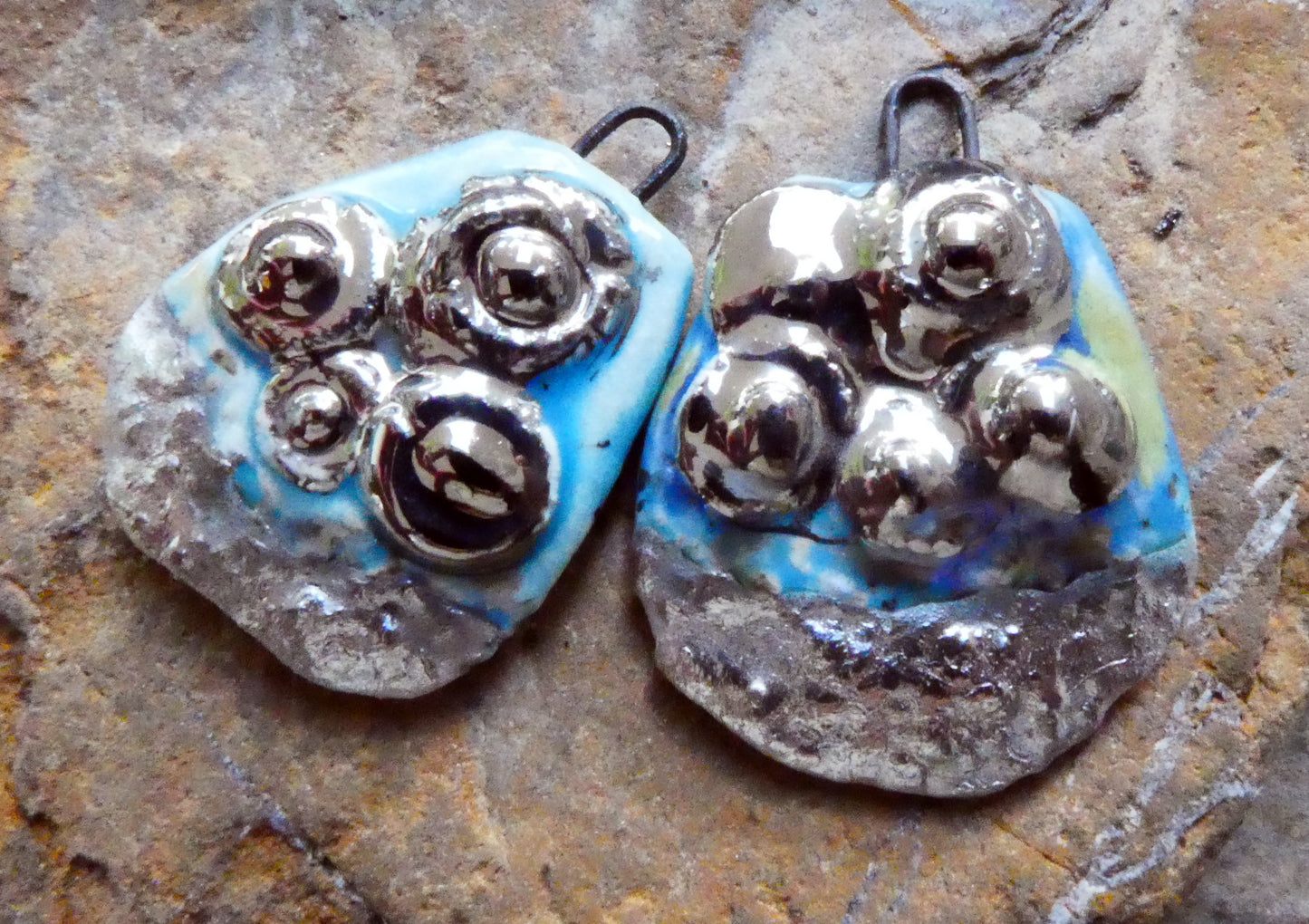 Ceramic Anemone Beachy Shard Earring Charms -Tahiti Grape
