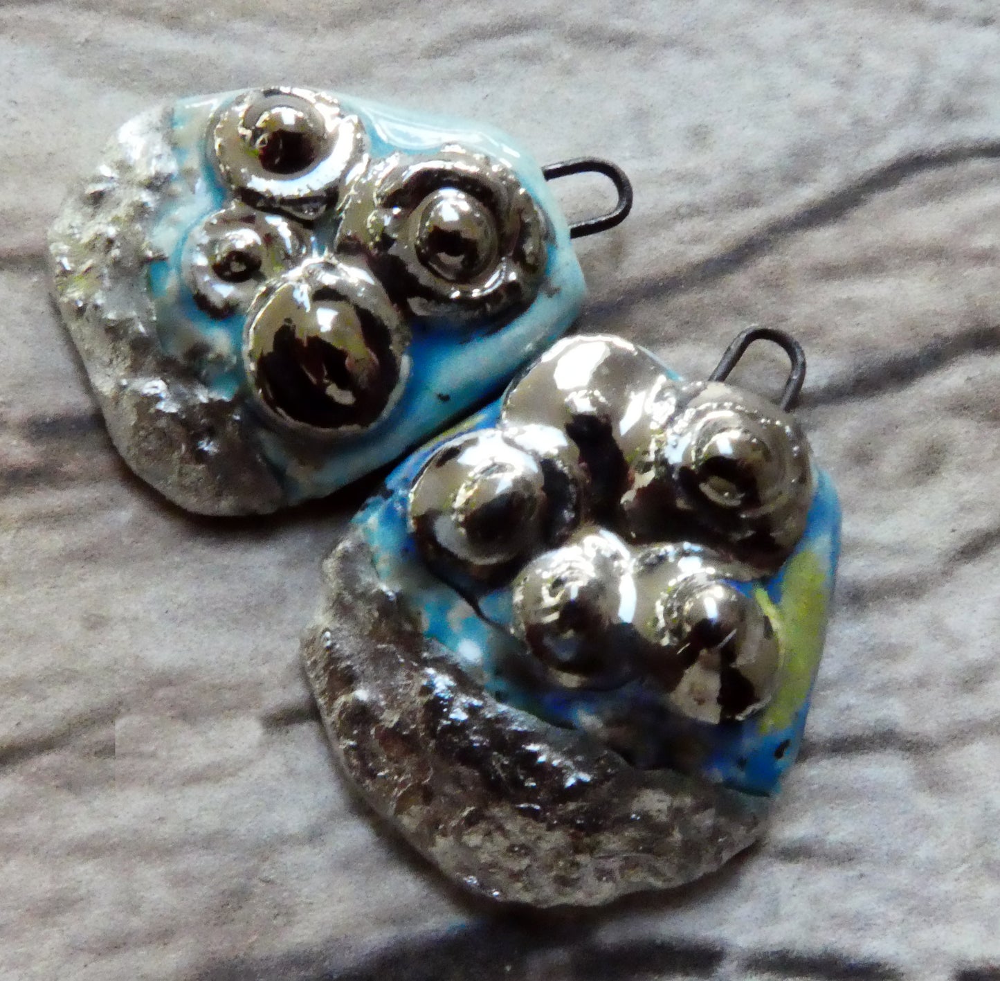 Ceramic Anemone Beachy Shard Earring Charms -Tahiti Grape