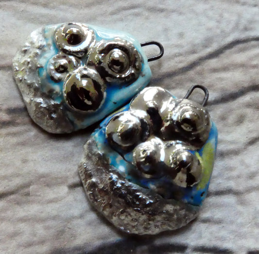 Ceramic Anemone Beachy Shard Earring Charms -Tahiti Grape