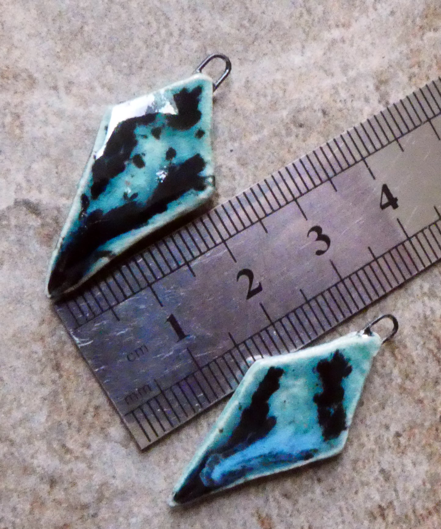 Ceramic Faceted Long Diamond Charms - Ocean Mist