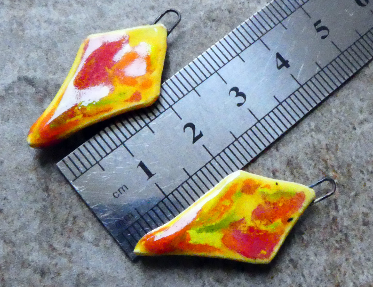 Ceramic Faceted Long Diamond Charms - Sassy Orange