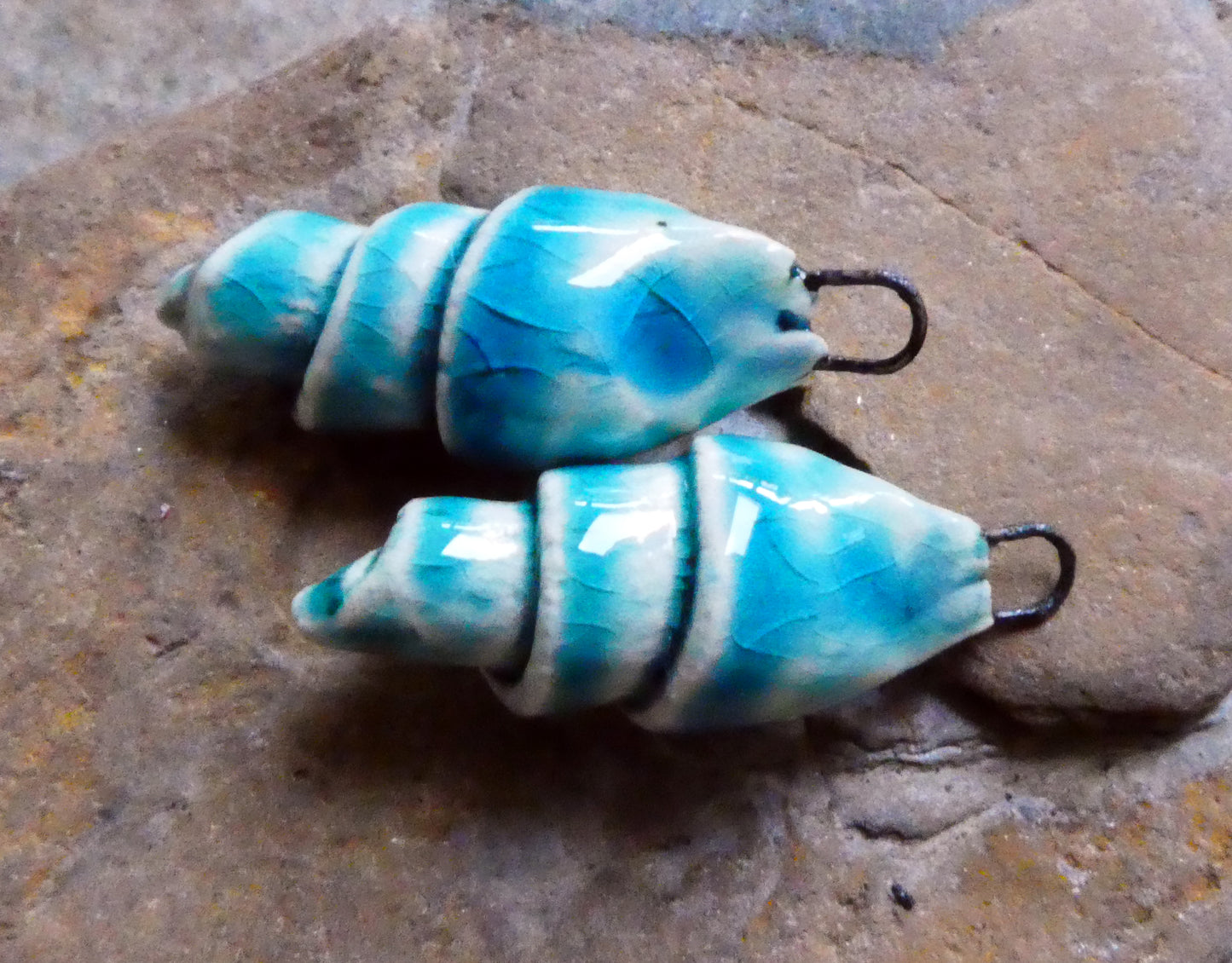 Ceramic Conical Shell Charms - China Sea