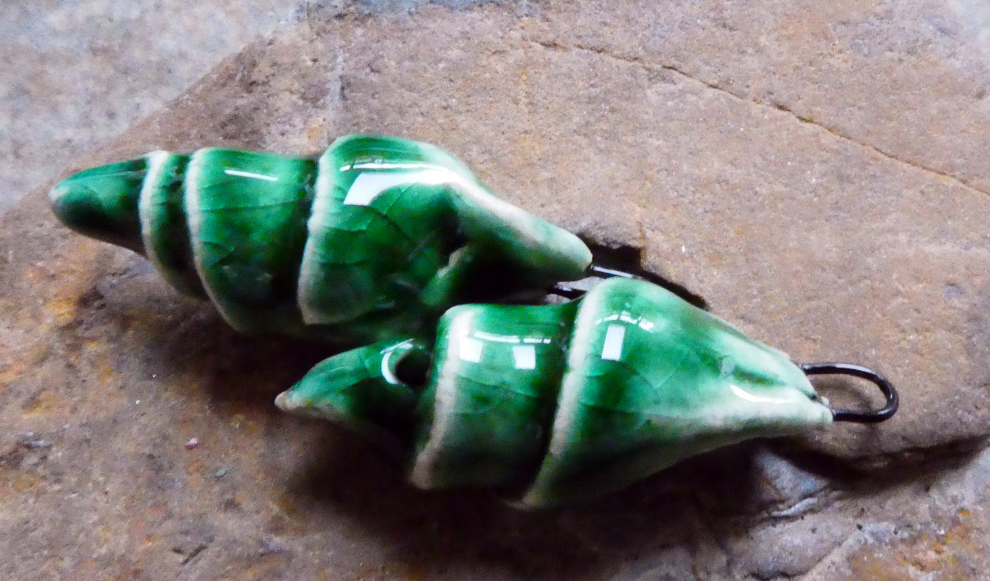 Ceramic Conical Shell Charms - Algae Bloom