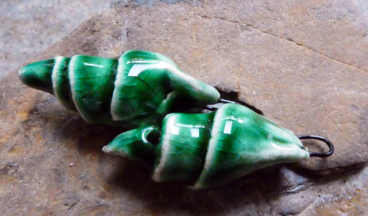 Ceramic Conical Shell Charms - Algae Bloom