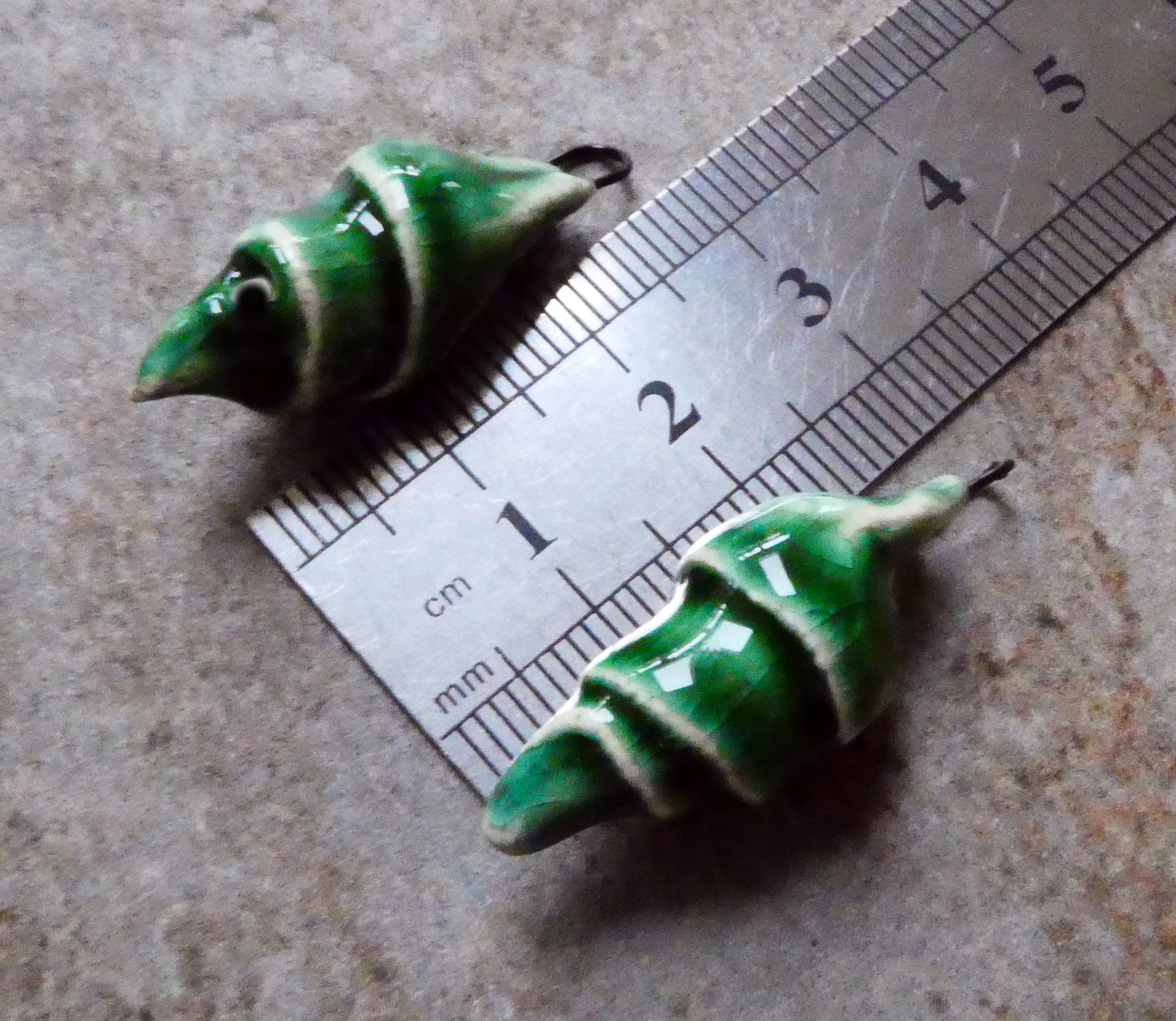 Ceramic Conical Shell Charms - Algae Bloom