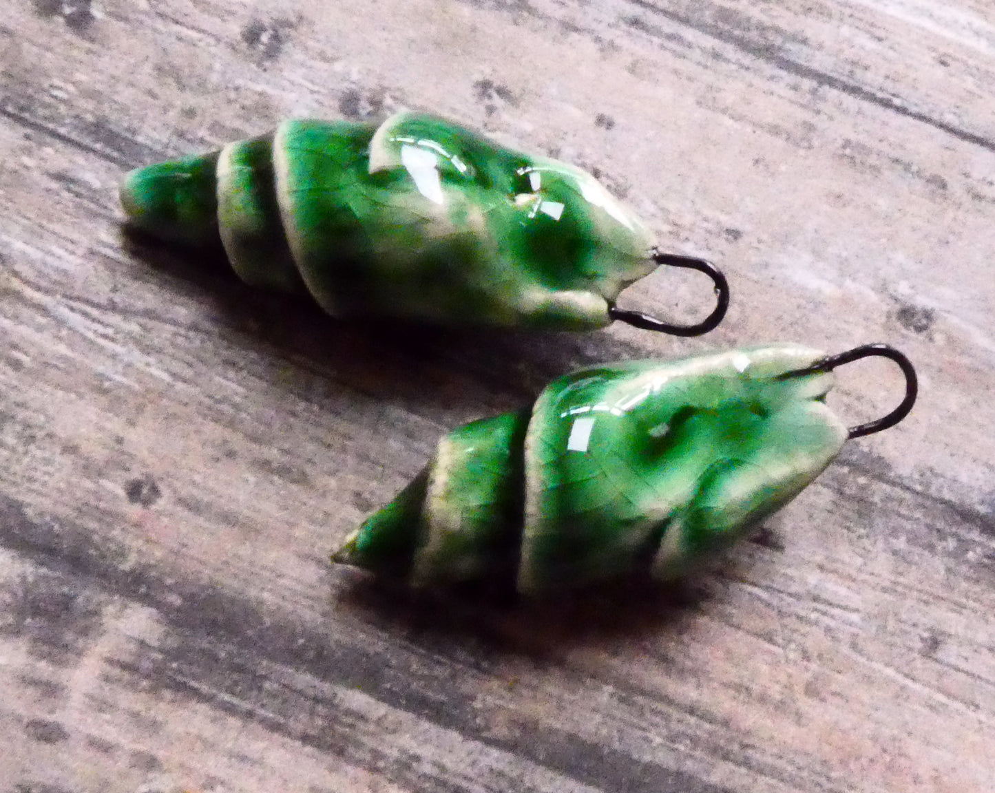 Ceramic Conical Shell Charms - Algae Bloom