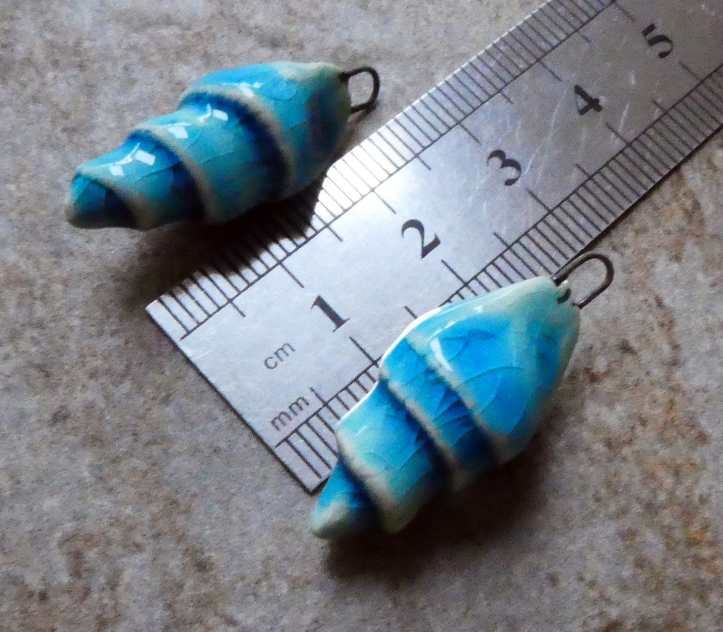 Ceramic Conical Shell Charms - Taunton Turquoise