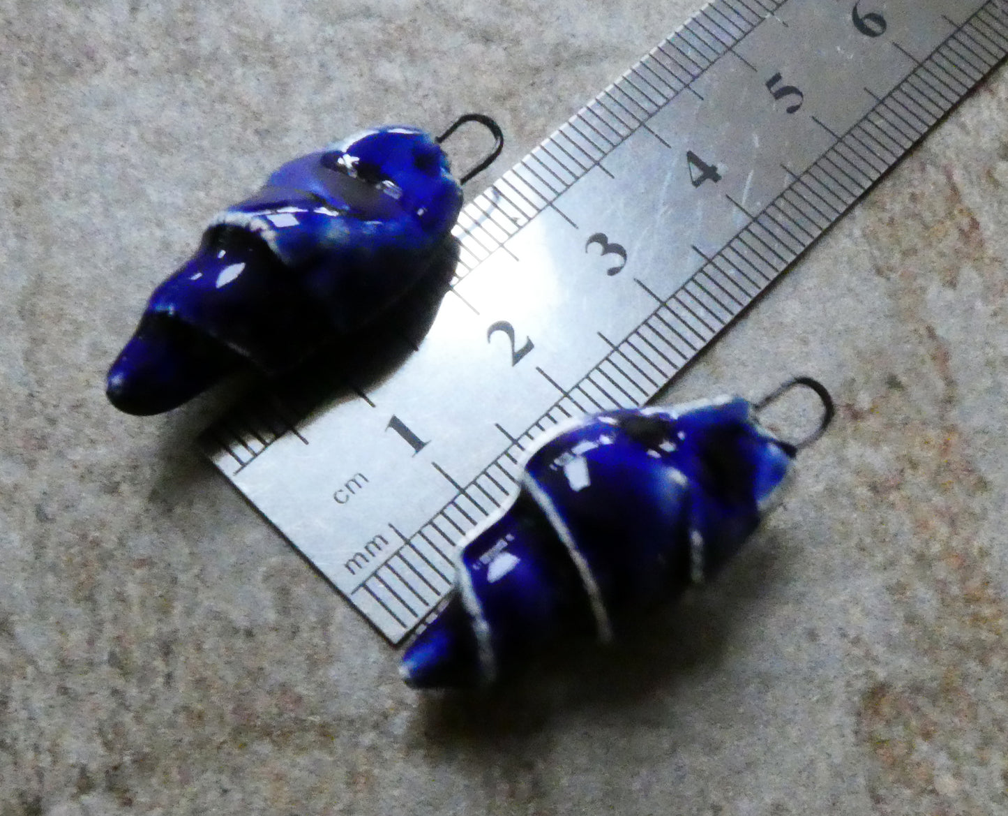 Ceramic Conical Shell Charms - Mirror Blue