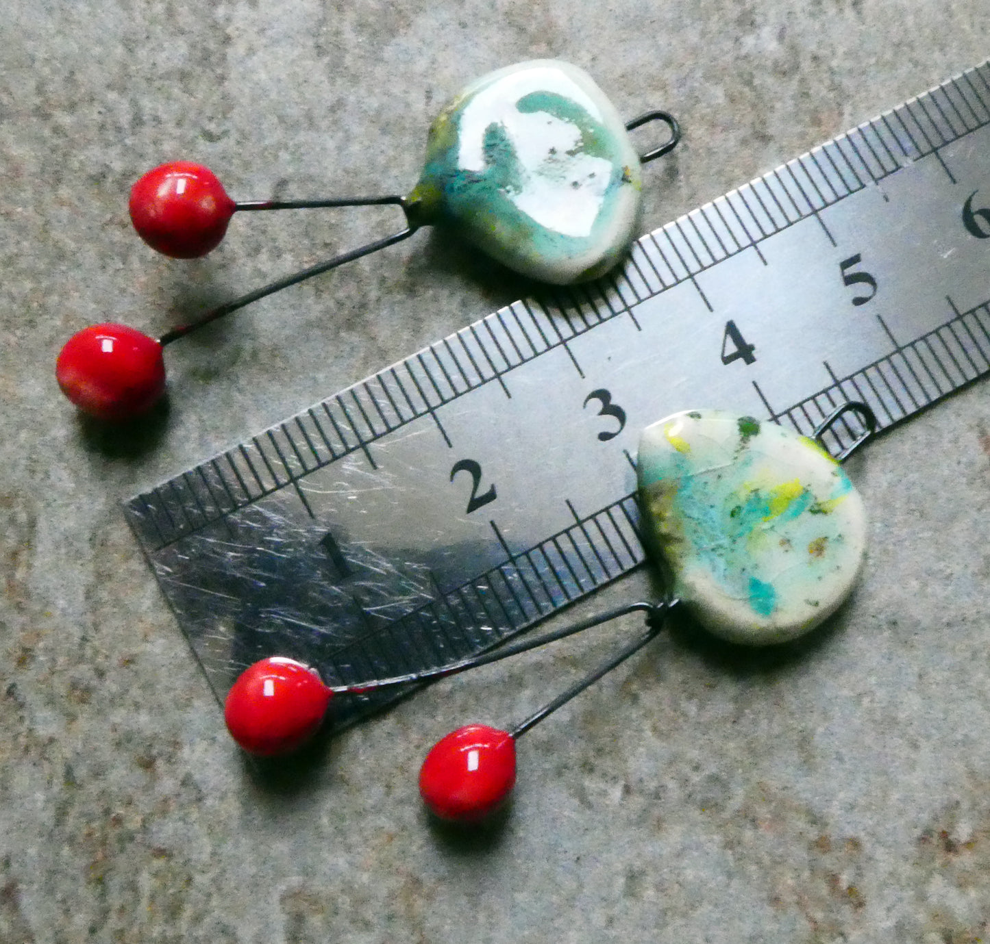 Ceramic Leaf and Cherry Dangles - Herb Garden