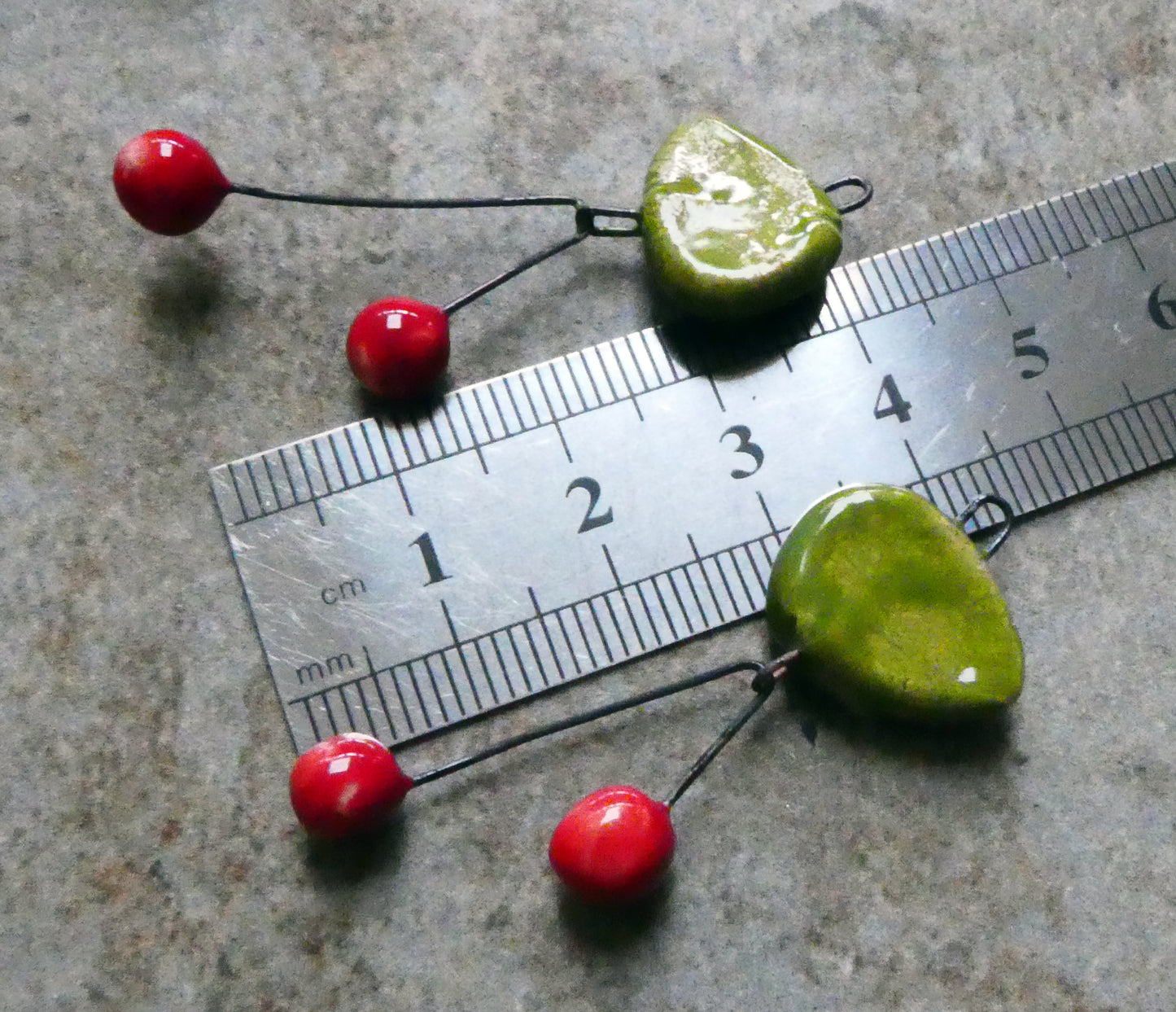 Ceramic Leaf and Cherry Dangles - Army Surplus