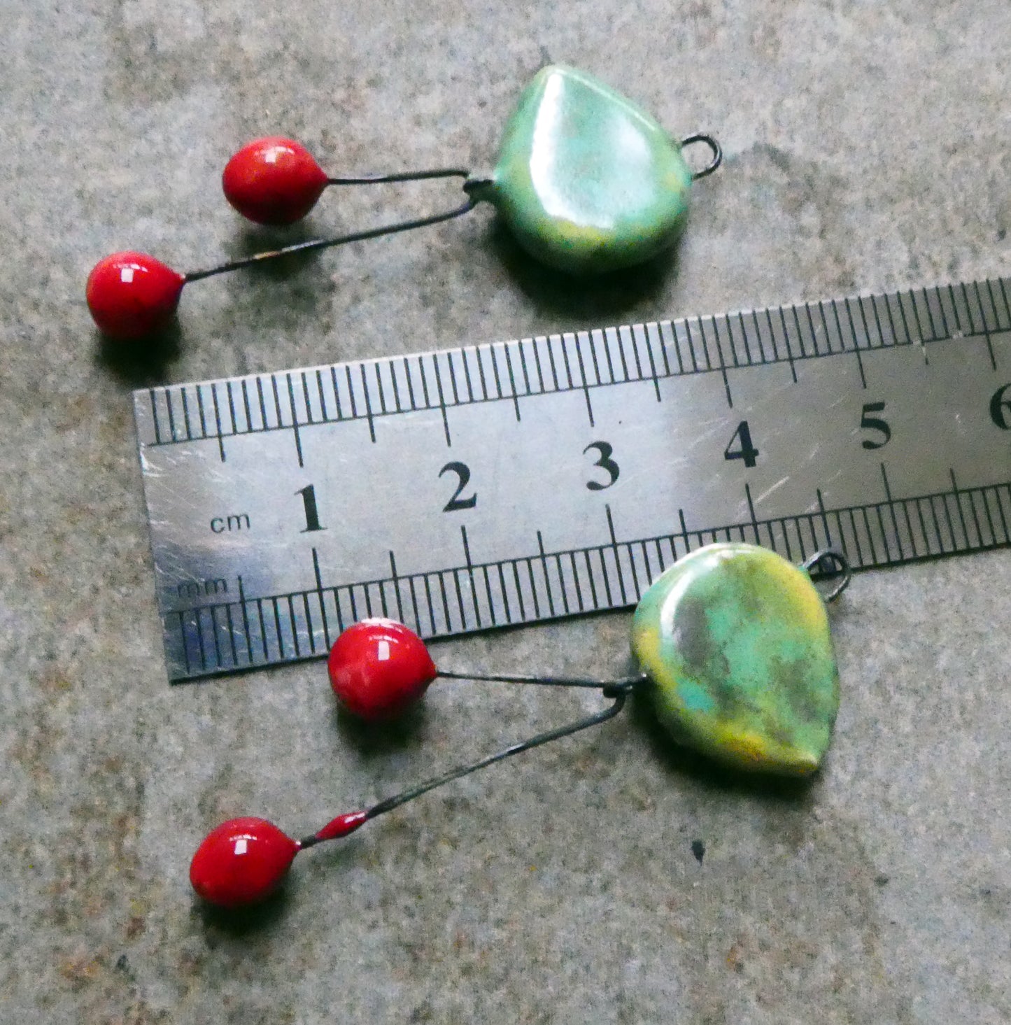 Ceramic Leaf and Cherry Dangles - Supernova