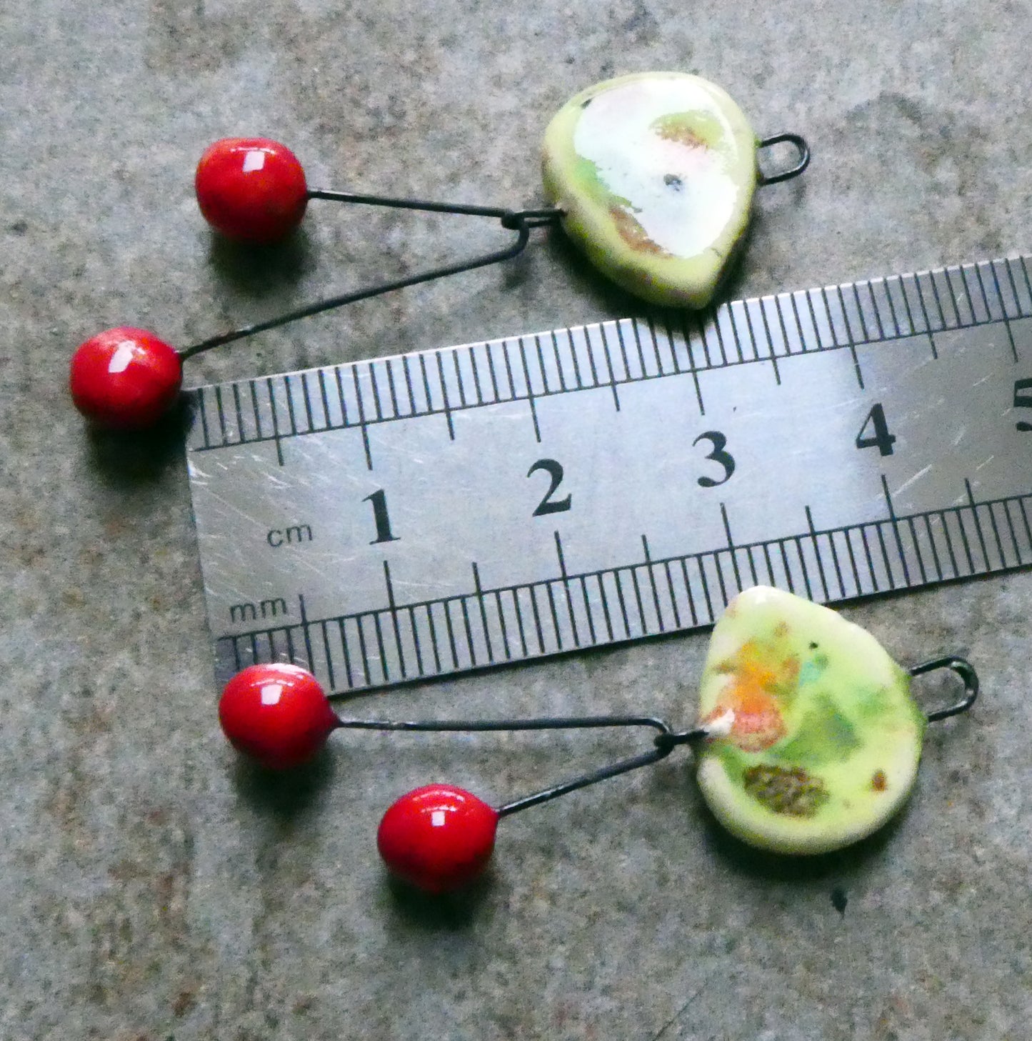 Ceramic Leaf and Cherry Dangles - Mixed Melon
