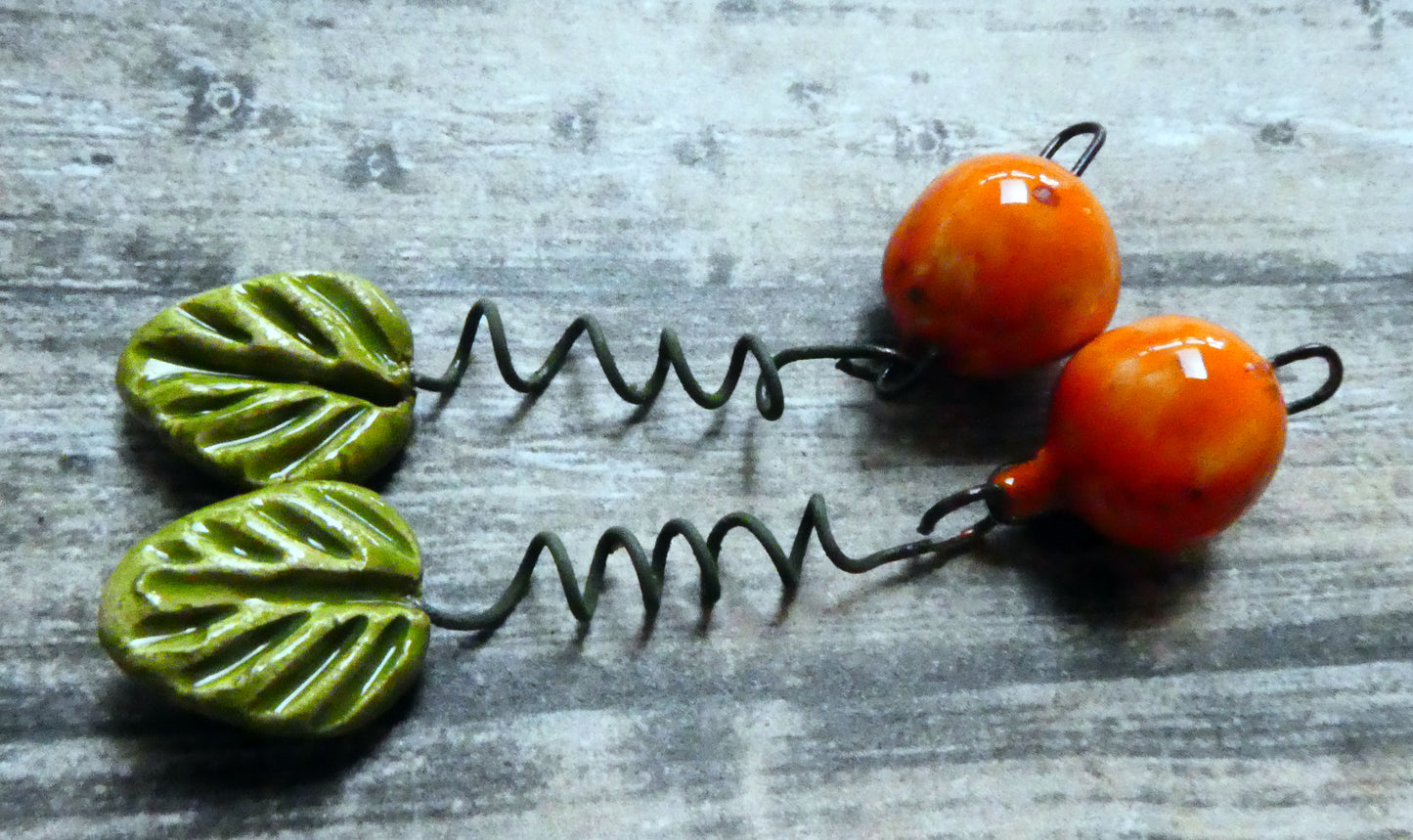 Ceramic Orange and Leaf Dangles - Army Surplus