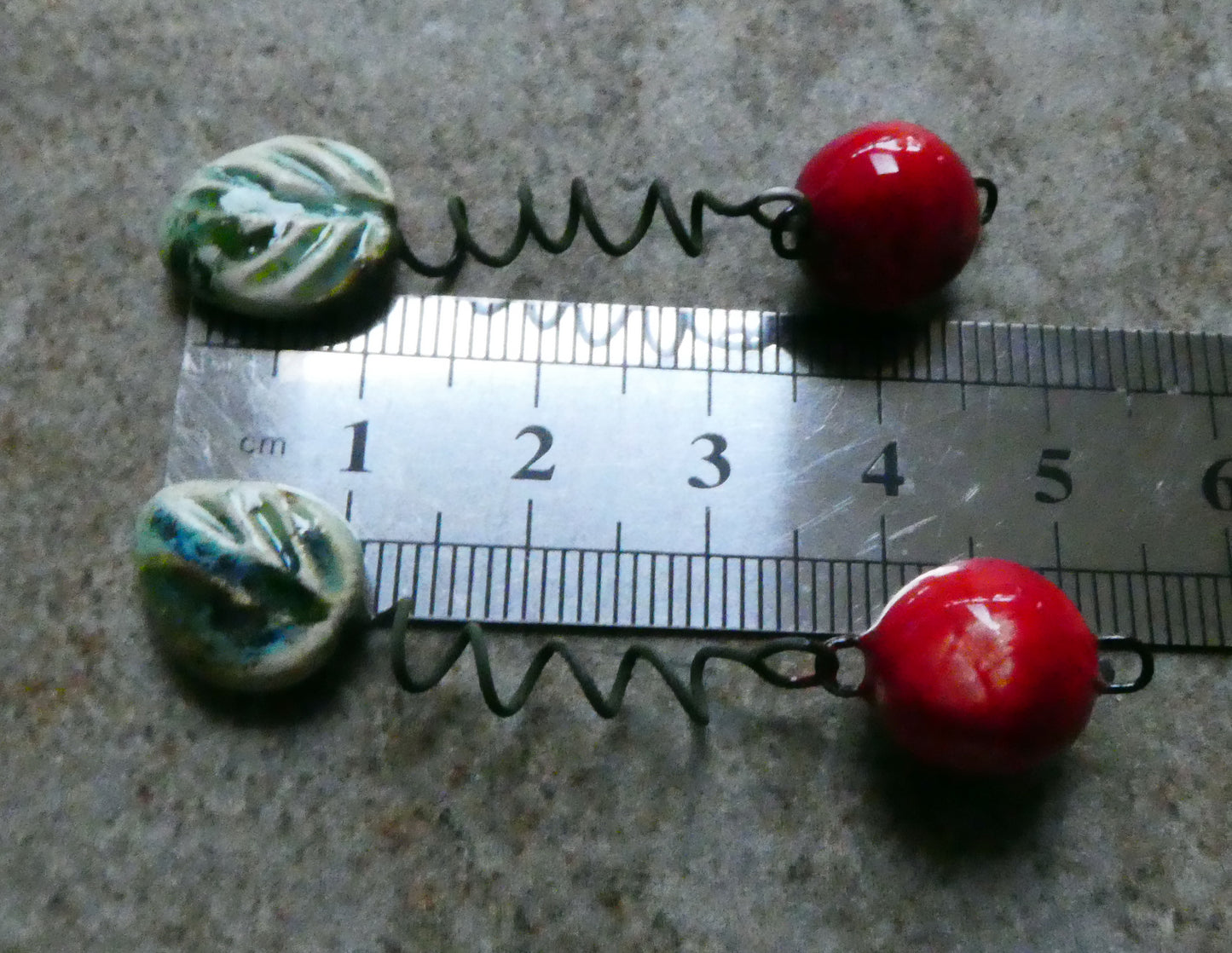 Ceramic Cherry and Leaf Dangles - Herb Garden