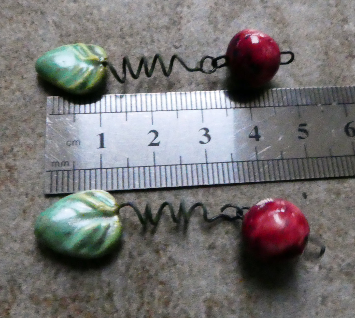 Ceramic Cherry and Leaf Dangles - Supernova