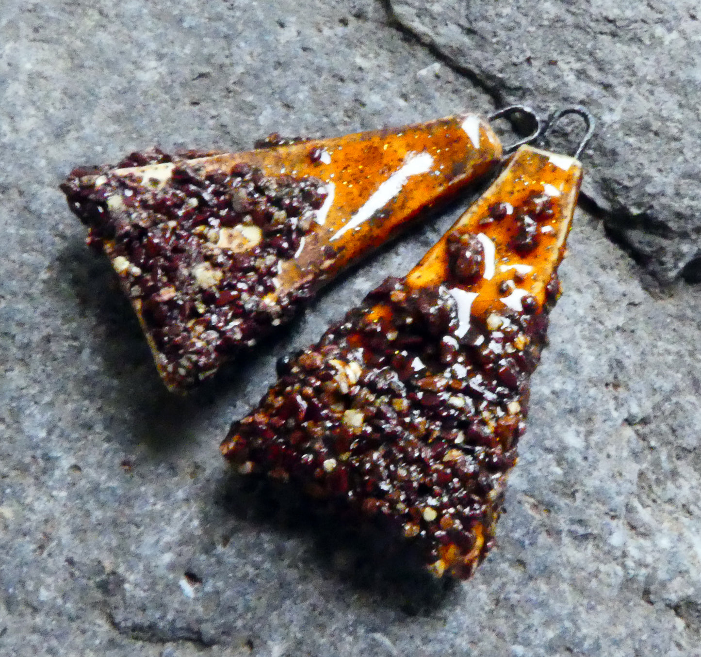 Ceramic Coarse Sandy Wedge Charms- Amber Sparks