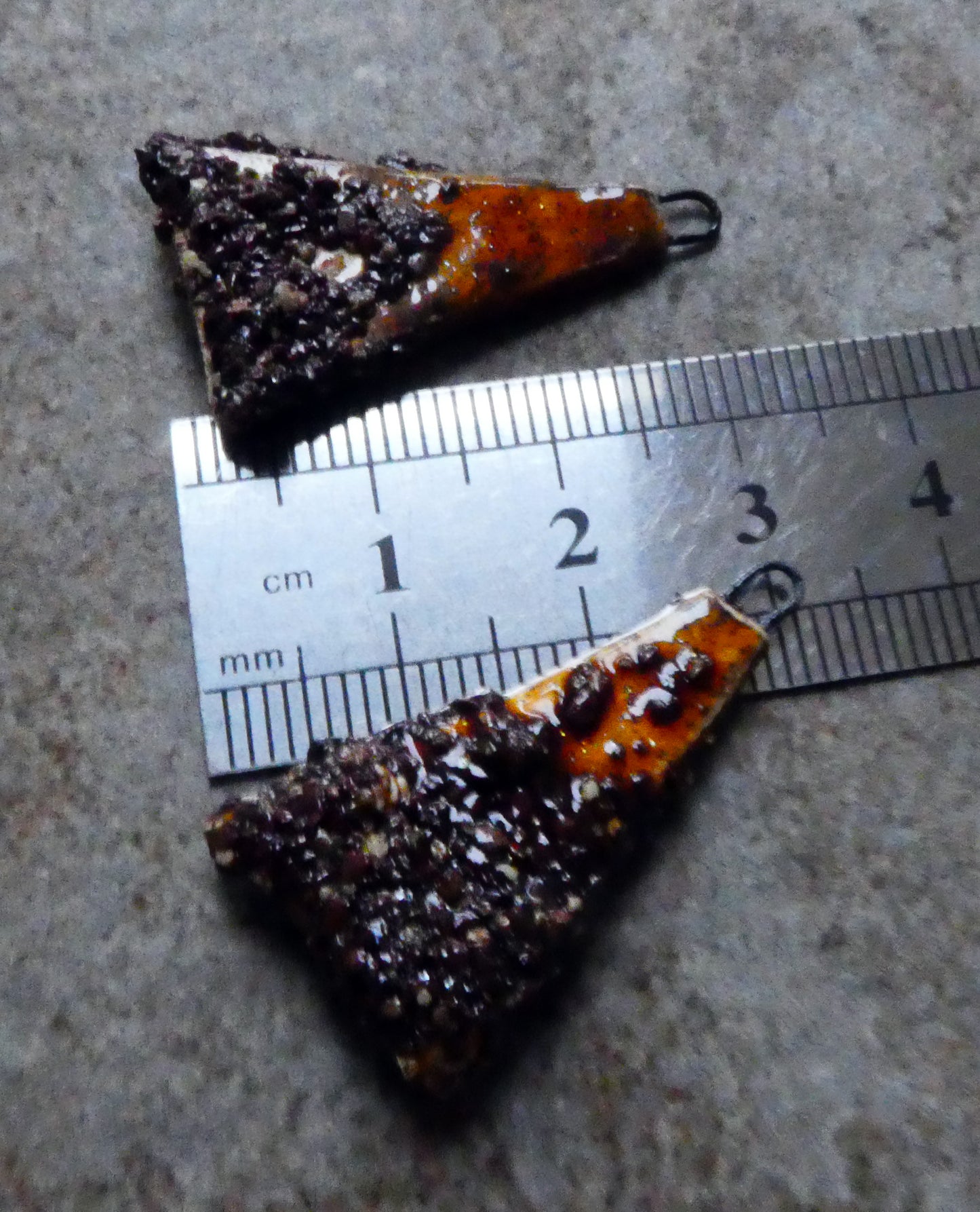 Ceramic Coarse Sandy Wedge Charms- Amber Sparks