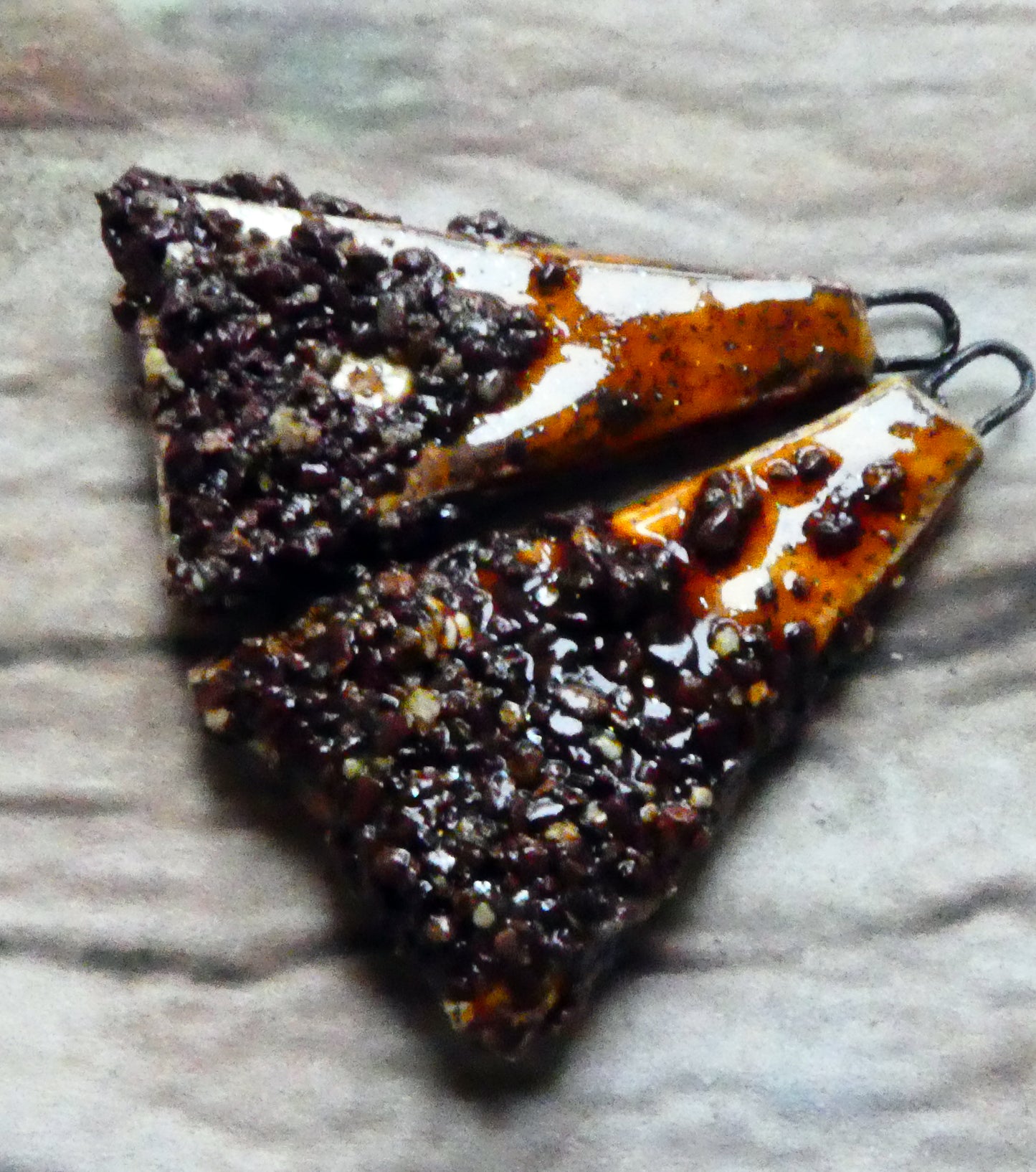Ceramic Coarse Sandy Wedge Charms- Amber Sparks