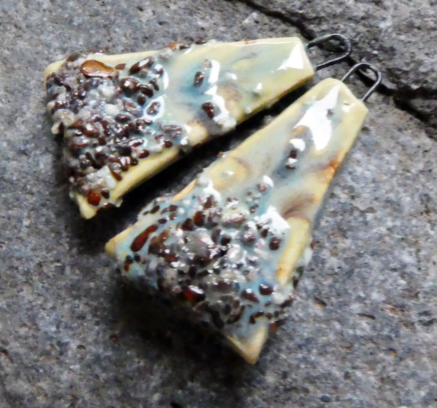 Ceramic Coarse Sandy Wedge Charms- Blue Agate