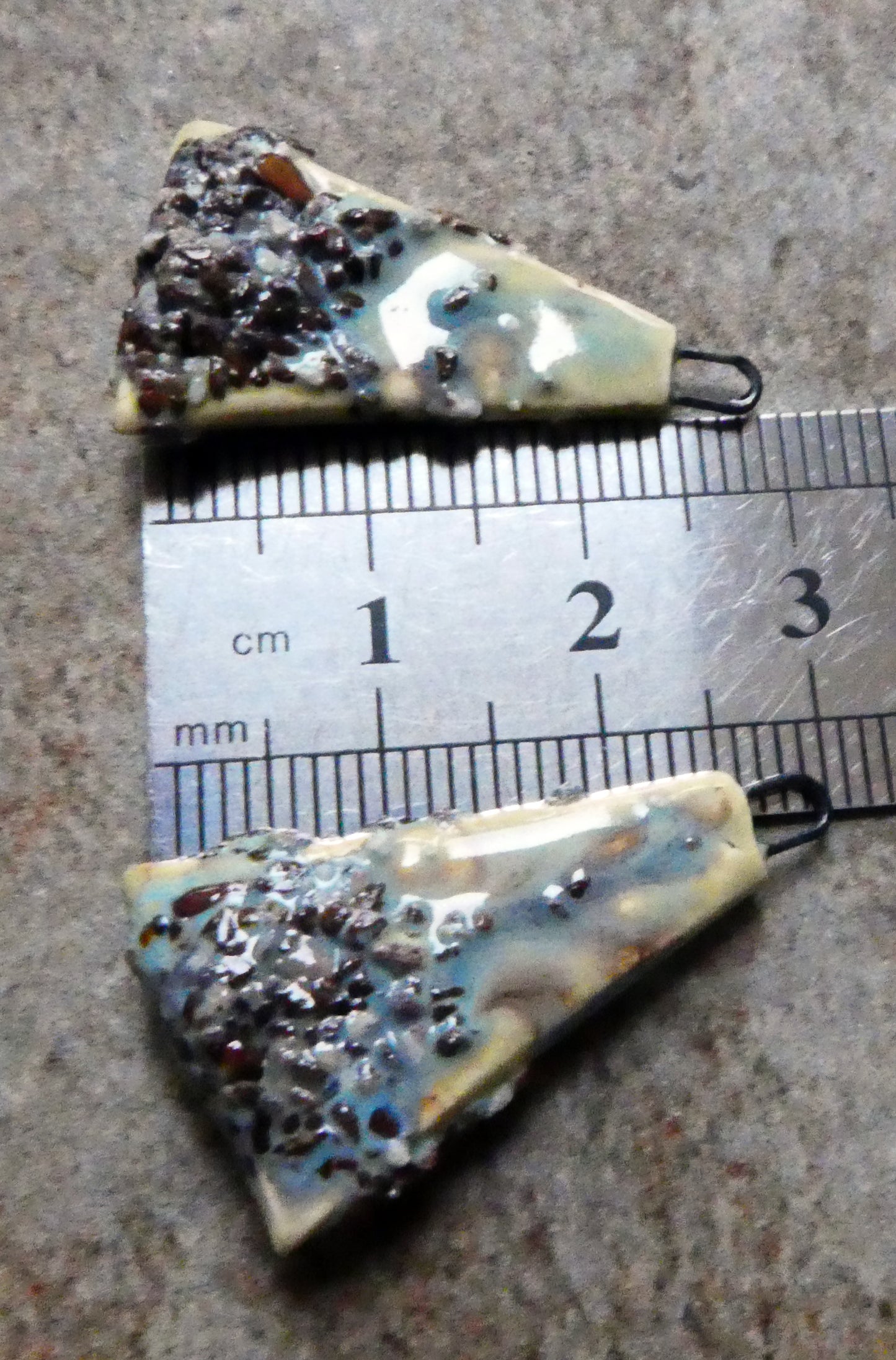 Ceramic Coarse Sandy Wedge Charms- Blue Agate